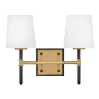 Saunders 2 Light Vanity - Black/Brass