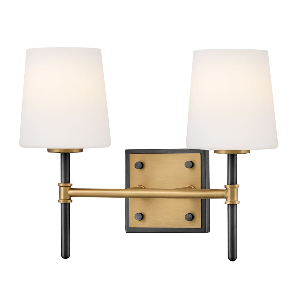 Saunders 2 Light Vanity - Black/Brass