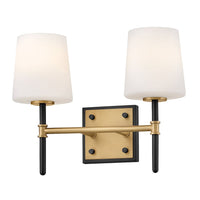 Saunders 2 Light Vanity - Black/Brass