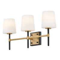 Saunders 3 Light Vanity - Black/Brass