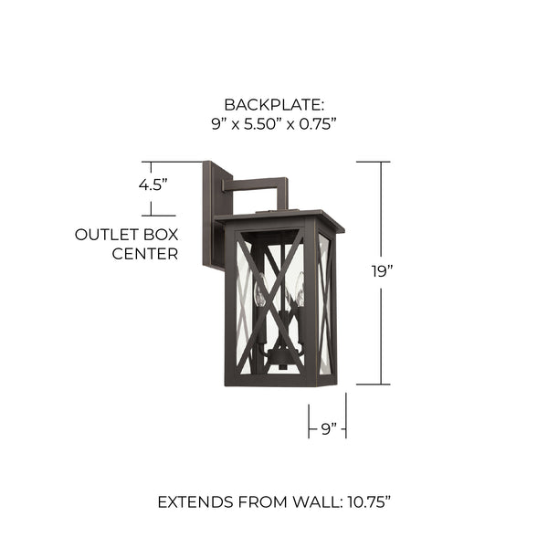 Avondale Coastal Outdoor Wall Lantern - 19" - Bronze